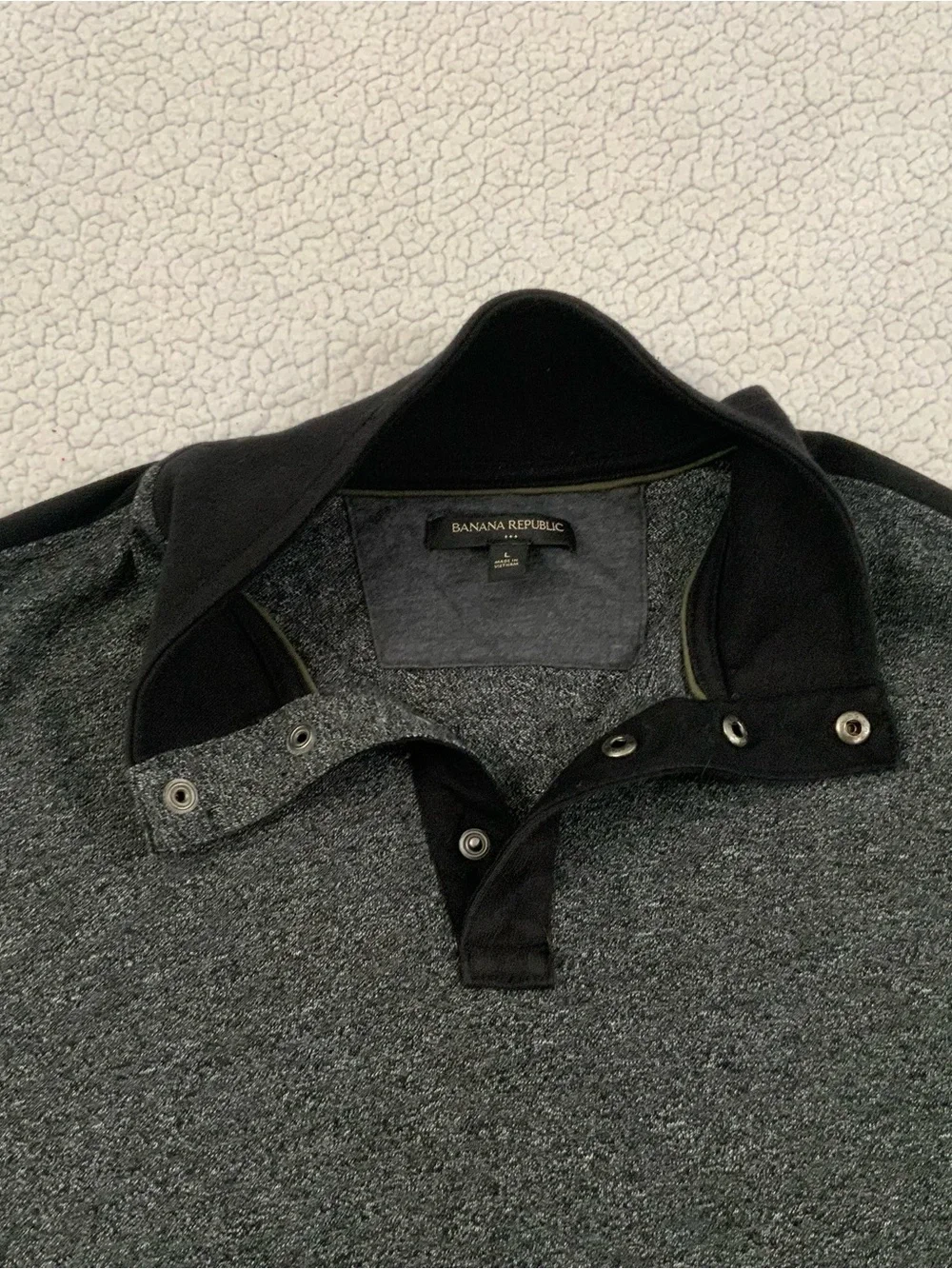 Banana Republic Sweater Men’s Large Mock Neck Long Sleeve Pullover Gray Black